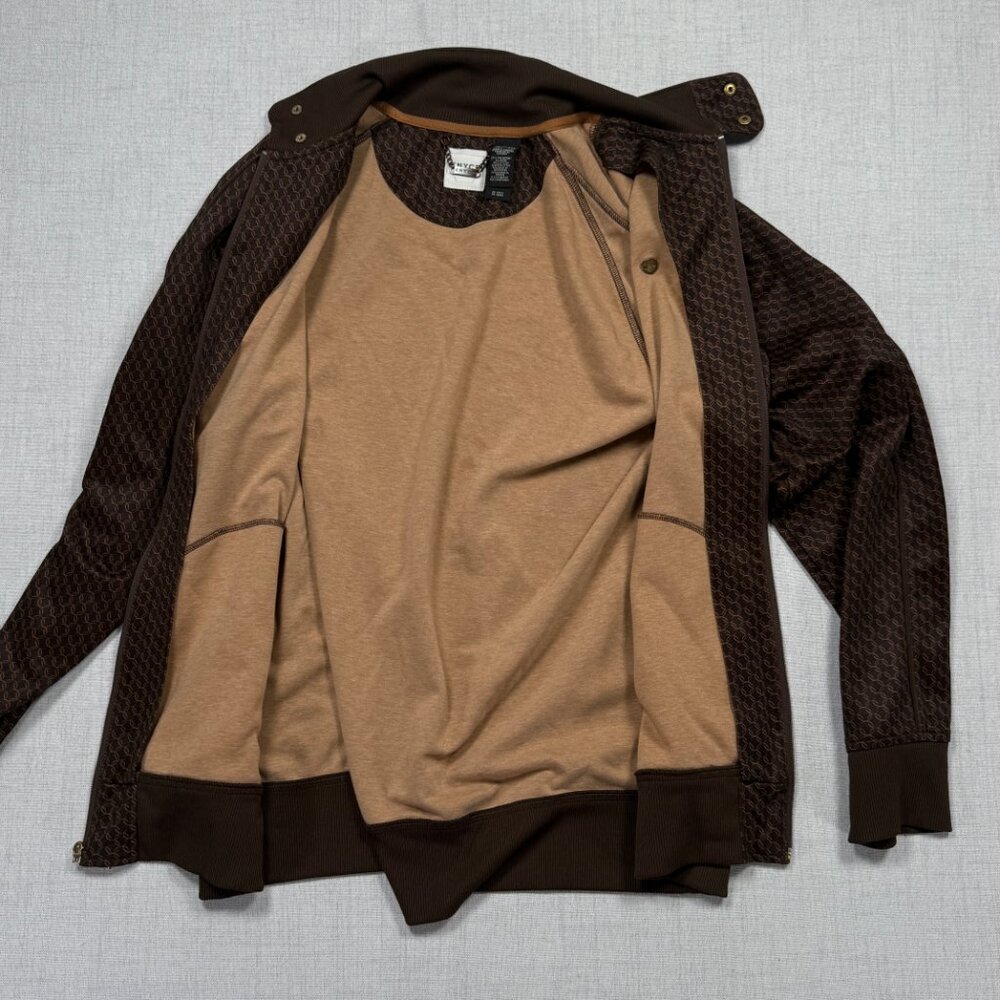 ENYCE Zip Track Jacket Brown Monogram Logo Full Zip Retro Style Size XXL - Picture 7 of 16